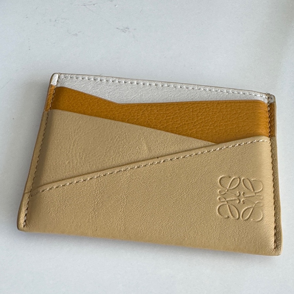 Loewe Beige and White Leather Card Holder